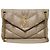 Saint Laurent Kleine Lulu Puffer Schultertasche aus Lammleder in Dunkelbeige mit Kette Braun