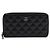 Chanel Portafoglio lungo con zip da donna in pelle di agnello nera Nero