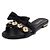Chanel Mule da donna in pelle nera con fiocco e trifoglio di perle - vista 2