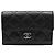 Chanel Porta-cartões de visita clássico Black Caviar Silver Preto
