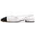 Chanel Slingback in tweed bicolore bianco con CC dorato da donna