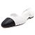 Chanel Slingback in tweed bicolore bianco con CC dorato da donna - vista 2