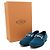 Tod's Mocassini in scamosciato blu con doppio logo argento - vista 7