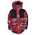 Moncler Giacca imbottita con cappuccio a stampa floreale nera e rossa Rosso