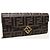 Fendi Portafoglio lungo FF Diamond Chain in pelle marrone e nera - vista 3