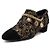 Chanel Scarpe da donna in tweed nero e oro, scamosciato e catena con logo - vista 2