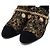 Chanel Scarpe da donna in tweed nero e oro, scamosciato e catena con logo - vista 5
