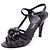 Chanel Scarpe con cinturino da donna in pelle nera con camelia CC Nero - vista 2