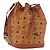 Borsa a tracolla MCM Vicetos in pelle marrone oro Auth bs35784 D'oro