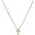 Collana Christian Dior Pearl tTop Metallo Tonalità Oro Auth SW2495