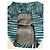 Abito a righe in seta vintage Loewe verde ottanio e argento M Blu - vista 12