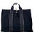 Hermès Vintage Hermes Canvas Tote Bag Schwarz Grau Gestreift