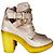 Botines Alexander Wang de cuero grabado beige con tacones amarillos