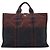 Hermès Borsa Fourre Tout MM in tela di cotone bordeaux e nero Hermes Bordò