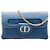 Bolsa DiorDouble Chain em couro de bezerro azul, tamanho Medium