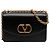 Valentino Borsa a tracolla VLogo Vain in pelle di vitello lucida nera Small Nero