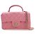 Chanel Pink Mini Rectangular Classic Lambskin Top Handle Flap