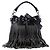 Borsa a secchiello Emmanuelle con borchie in pelle di vitello nera Small di Saint Laurent Nero