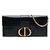 Clutch Montaigne 30 in pelle nera con catena Dior Nero