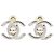 Orecchini a clip Chanel Silver CC Ottone con chiusura Turn Lock Argento