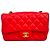 Timeless Borsa a tracolla Chanel Mini Classic Single Flap in pelle di agnello rossa Rosso Bordò