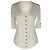 Camiseta de malha com decote em V e botões frontais Balmain em algodão bege Branco Cru
