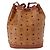 Borsa a Spalla MCM Vicetos Logogram PVC Pelle Marrone Oro Auth 192235 D'oro - vista 2