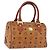 Borsa Boston MCM Logogram Vicetos in PVC e pelle Marrone Oro Auth 192236 D'oro