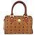 Borsa Boston MCM Logogram Vicetos in PVC e pelle Marrone Oro Auth 192236 D'oro - vista 13
