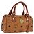 Borsa Mini Boston MCM Logogram Vicetos in PVC e pelle 2way Marrone Oro Auth 192038 D'oro