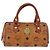 Borsa Mini Boston MCM Logogram Vicetos in PVC e pelle 2way Marrone Oro Auth 192038 D'oro - vista 13