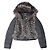 Chaqueta acolchada Fendi de mezcla de lana con ribete de pelo, Talla 40 IT Gris