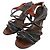 Chanel Sandali con cinturino in pelle trapuntata nera Marrone Nero - vista 2