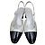 Timeless Sandalias slingback de punta cuadrada en cuero negro/plata Chanel Talla 36