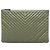 Clutch Chanel Green Large CC Chevron Calfskin O Case Verde Verde oliva