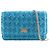 Wallet On Chain Portafoglio con catena Chanel Blue Quilted Tweed Reissue 2.55