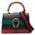 Borsa Dionysus in pelle blu media con manico Bamboo e Web Gucci