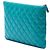 Clutch Chanel Blue Medium Quilted Patent O Case Turchese - vista 2