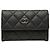 Porta-cartões Chanel Black CC matelassê em caviar Preto