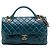 Chanel Blue Medium Glazed Calfskin Castle Rock Top Handle Flap
