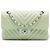 Chanel Green Small Classic Chevron Lambskin Double Flap Verde Verde chiaro