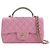 Chanel Mini Rectangular Bicolor Quilted Lambskin Top Handle Flap Rose