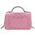 Chanel Mini Rectangular Bicolor Quilted Lambskin Top Handle Flap Rose - vue 4