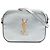 Borsa a tracolla Saint Laurent Classic Monogram in pelle di vitello metallizzata argento Small