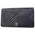 Cartera larga de piel charol Chanel Azul marino
