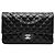 Timeless Chanel Coco Mark Matelassé Double Flap Chain Shoulder Bag Black