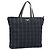 PRADA Tote Bag Nylon Navy Gold Tone Auth 192816A Marineblau