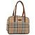 BURBERRY Nova Check Handtasche Canvas Beige Goldton Auth 192718