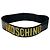 Breiter Moschino Gürtel aus lackiertem Echtleder mit grafischem Logo Schwarz / Gold - Ansicht 2