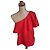 Zapa Paris Top rojo asimétrico con volantes Roja